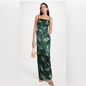 Reformation Green Spaghetti Strap Slip Maxi Dress